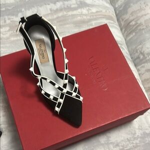 Valentino Black and White Geometric Heels